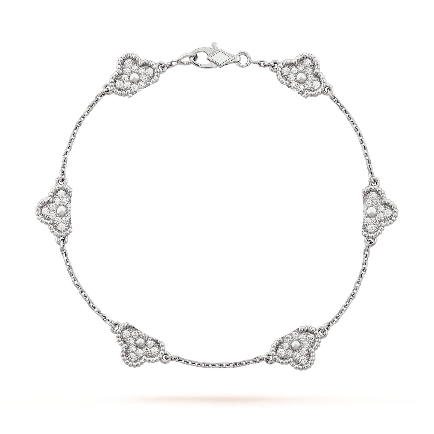 Clover Leaf Six Motifs Bracelet, 925 Silver, 18k Gold Plated