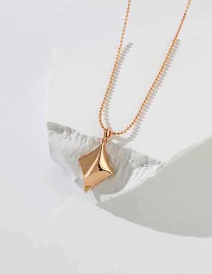 Crowned Ice S925 Sterling Silver Necklace/Earrings - Vintage Gold & White Gold Plated 4-Sided Star Pendant