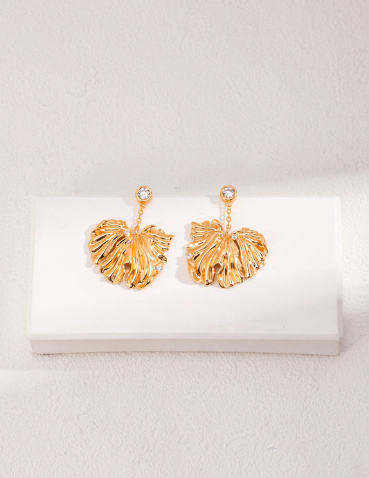 Crowned Ice S925 Sterling Silver Earrings - Vintage Gold Plated Elegant Drop Earrings