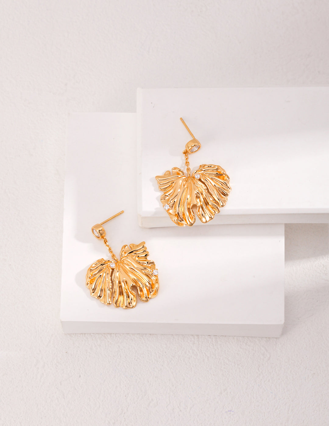 Crowned Ice S925 Sterling Silver Earrings - Vintage Gold Plated Elegant Drop Earrings