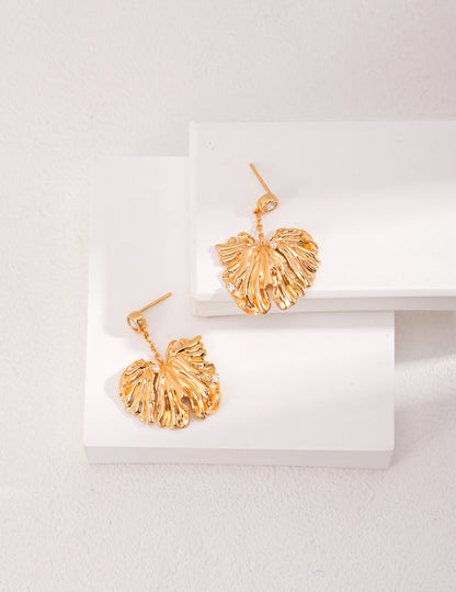 Crowned Ice S925 Sterling Silver Earrings - Vintage Gold Plated Elegant Drop Earrings