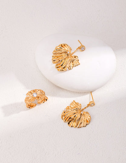 Crowned Ice S925 Sterling Silver Earrings - Vintage Gold Plated Elegant Drop Earrings