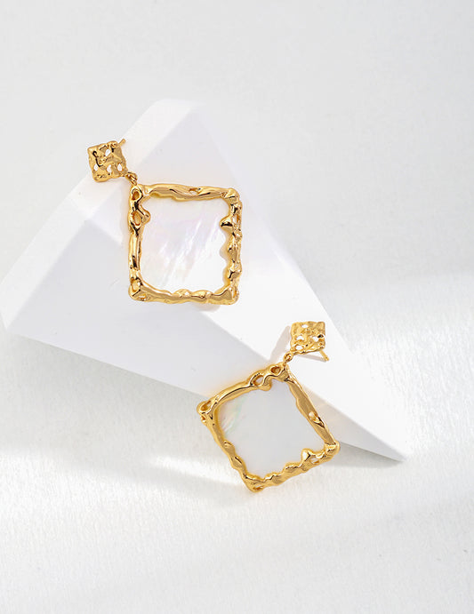Crowned Ice S925 Silver Vintage Gold Earrings - Retro Drop Dangle Earrings for Women