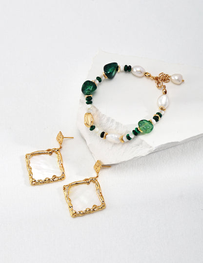 Crowned Ice S925 Silver Vintage Gold Earrings - Retro Drop Dangle Earrings for Women