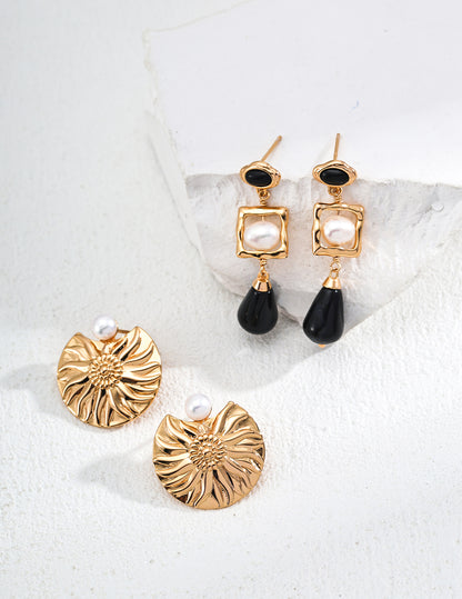 Crowned Ice S925 Sterling Silver Designer Natural Pearl Earrings