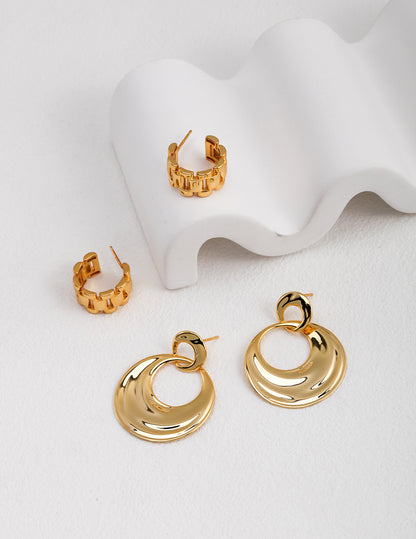 Crowned Ice S925 Silver Light Gold Plated, Delicate Commute Studs, Simple Elegant Everyday Earrings