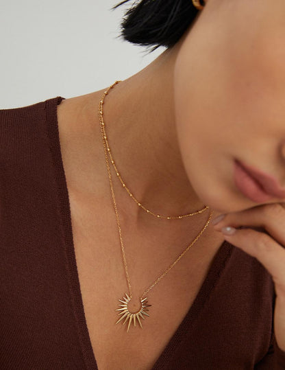 Crowned Ice S925 Sterling Silver Vintage Gold Plated Necklace for Women, Retro Elegant Adjustable Chain with Pendant, Hypoallergenic Gift for Her