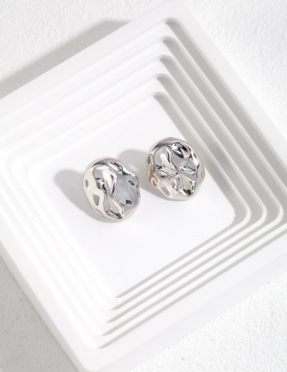 Crowned Ice Two-Tone Gold Earrings S925 Sterling Silver, White & Vintage Gold Plated Retro Design, Elegant Drop Earrings