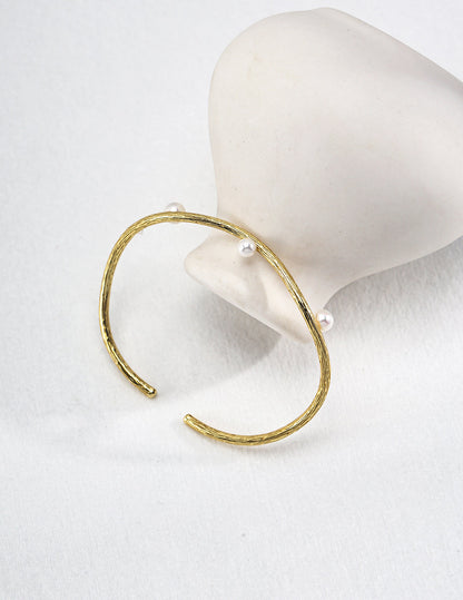 S925 Sterling Silver Bead Pearl Bangle