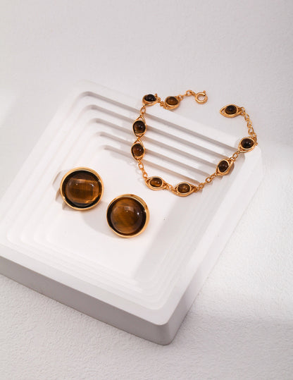 S925 Sterling Silver Natural Stone Jewelry – Tiger’s Eye & Lapis Lazuli Collection
