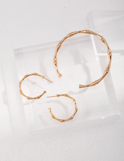 Sterling Silver Bamboo Joint Bangle Bracelet, Minimalist Elegant Chinese-Inspired Design