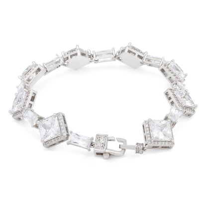 Crowned Ice 14mm Clustered Princess-Cut Tennis Bracelet