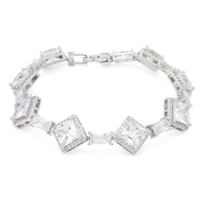 Crowned Ice 14mm Clustered Princess-Cut Tennis Bracelet
