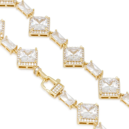 Crowned Ice 14mm Clustered Princess-Cut Tennis Chain