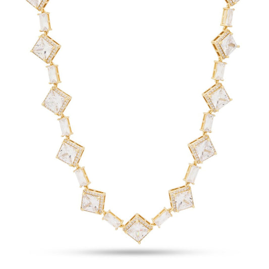 Crowned Ice 14mm Clustered Princess-Cut Tennis Chain
