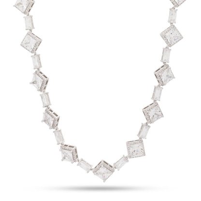 Crowned Ice 14mm Clustered Princess-Cut Tennis Chain