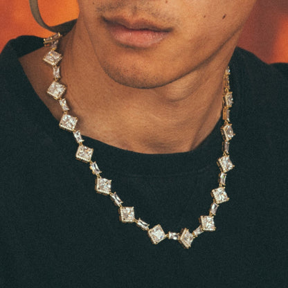 Crowned Ice 14mm Clustered Princess-Cut Tennis Chain