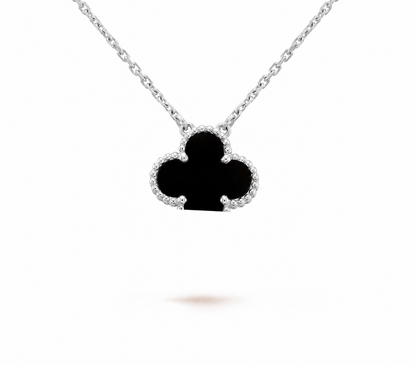 Clover Leaf Necklace, 925 Silver, 18k Gold Plated