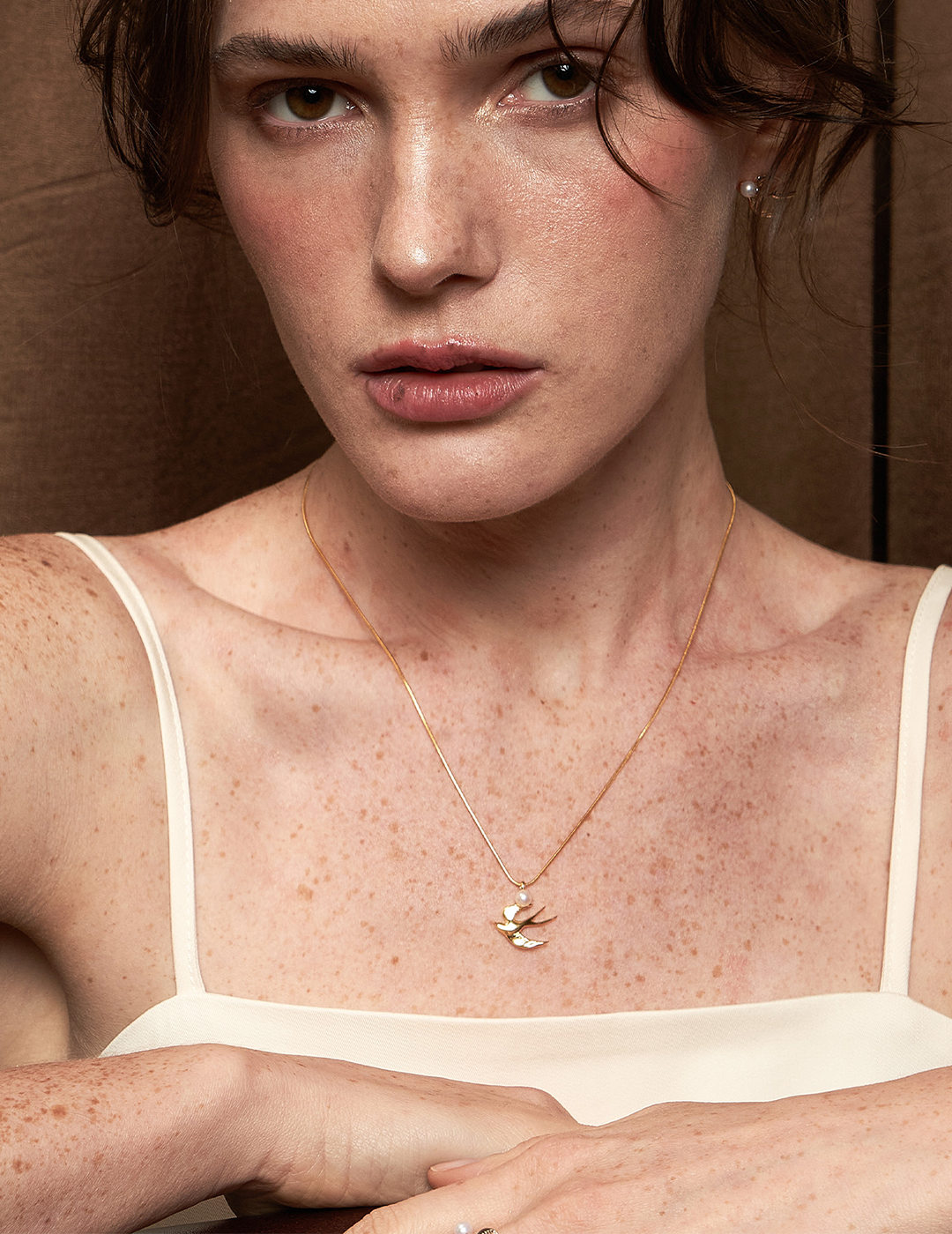 Chasing Dreams Bird Necklace - Soaring Swallow & Pearl Collarbone Chain