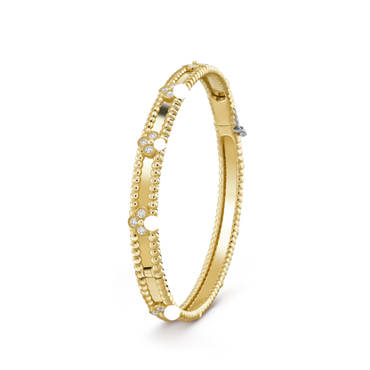 Sweet Perlee Clovers Bracelet,18k Gold Plated