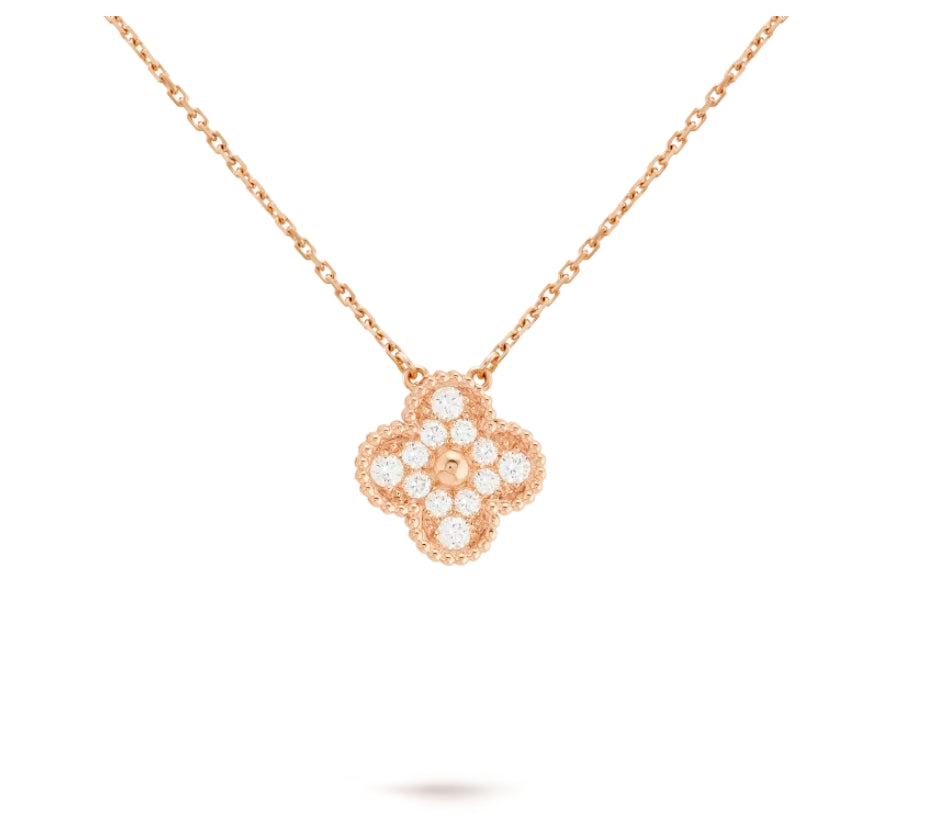 Clover Leaf Necklace, 925 Silver, 18k Gold Plated