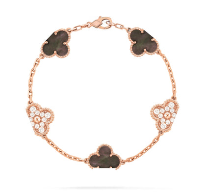 925 Silver, Clover Leaf Bracelet, 18K Gold Plated