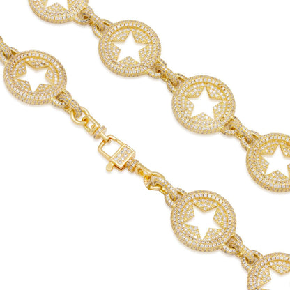 Crowned Ice 20mm Circled Star Chain