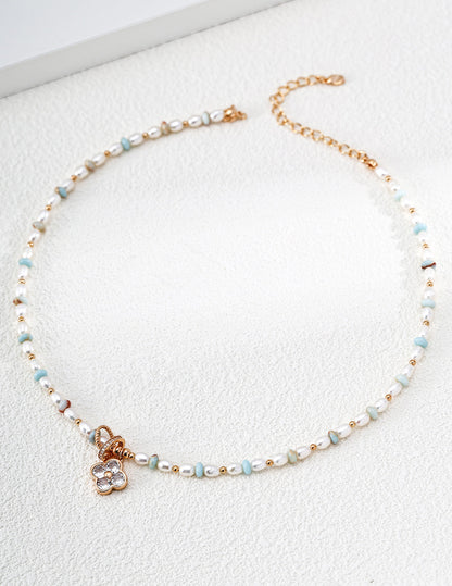 Four Leaf Clover Pearl Charm Necklace