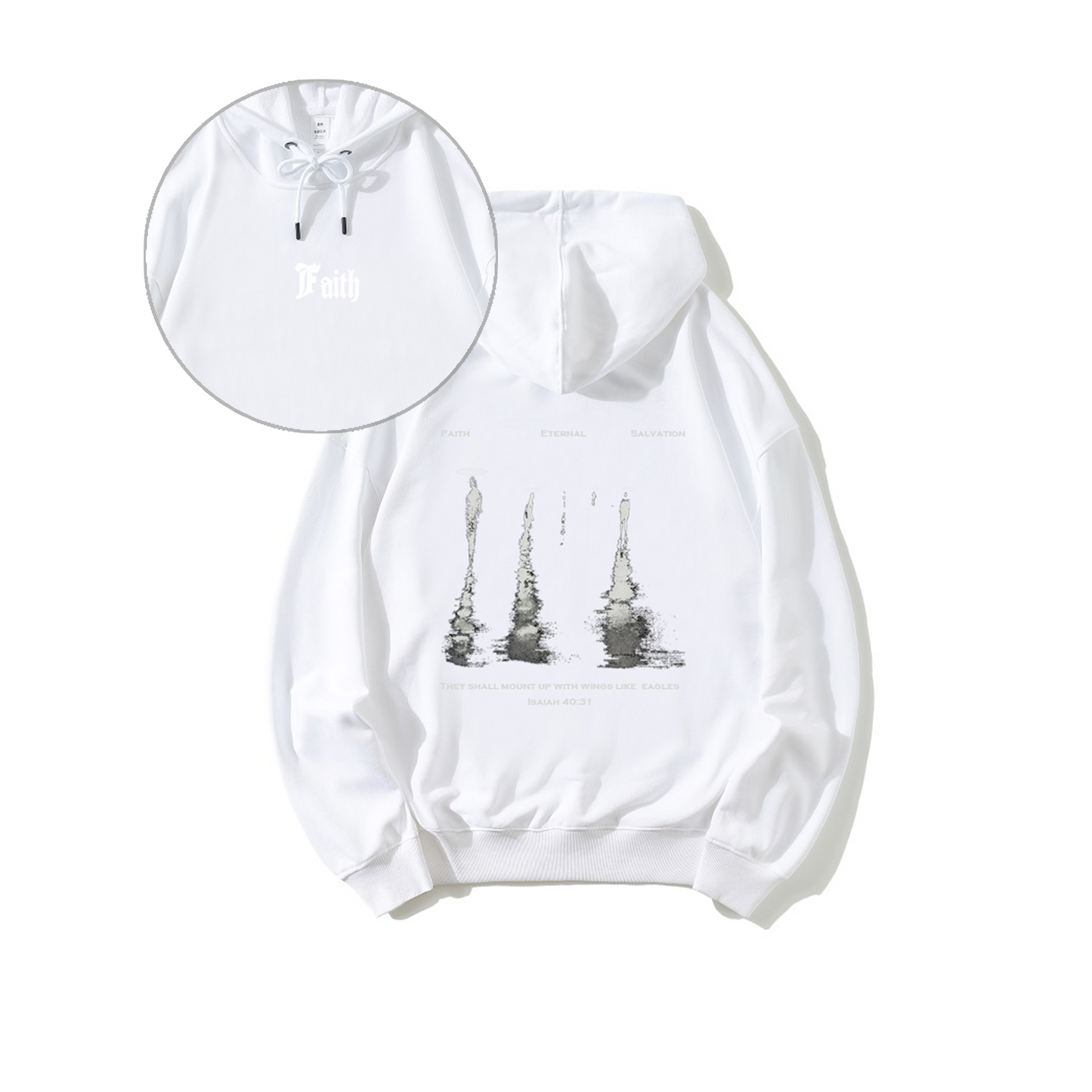 Christian Hoodie for Men & Women | Faith Eternal Salvation Graphic Pullover | Isaiah 40:31 Bible Verse Hoodie