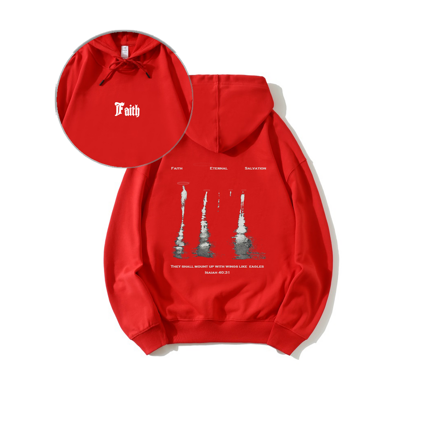 Christian Hoodie for Men & Women | Faith Eternal Salvation Graphic Pullover | Isaiah 40:31 Bible Verse Hoodie