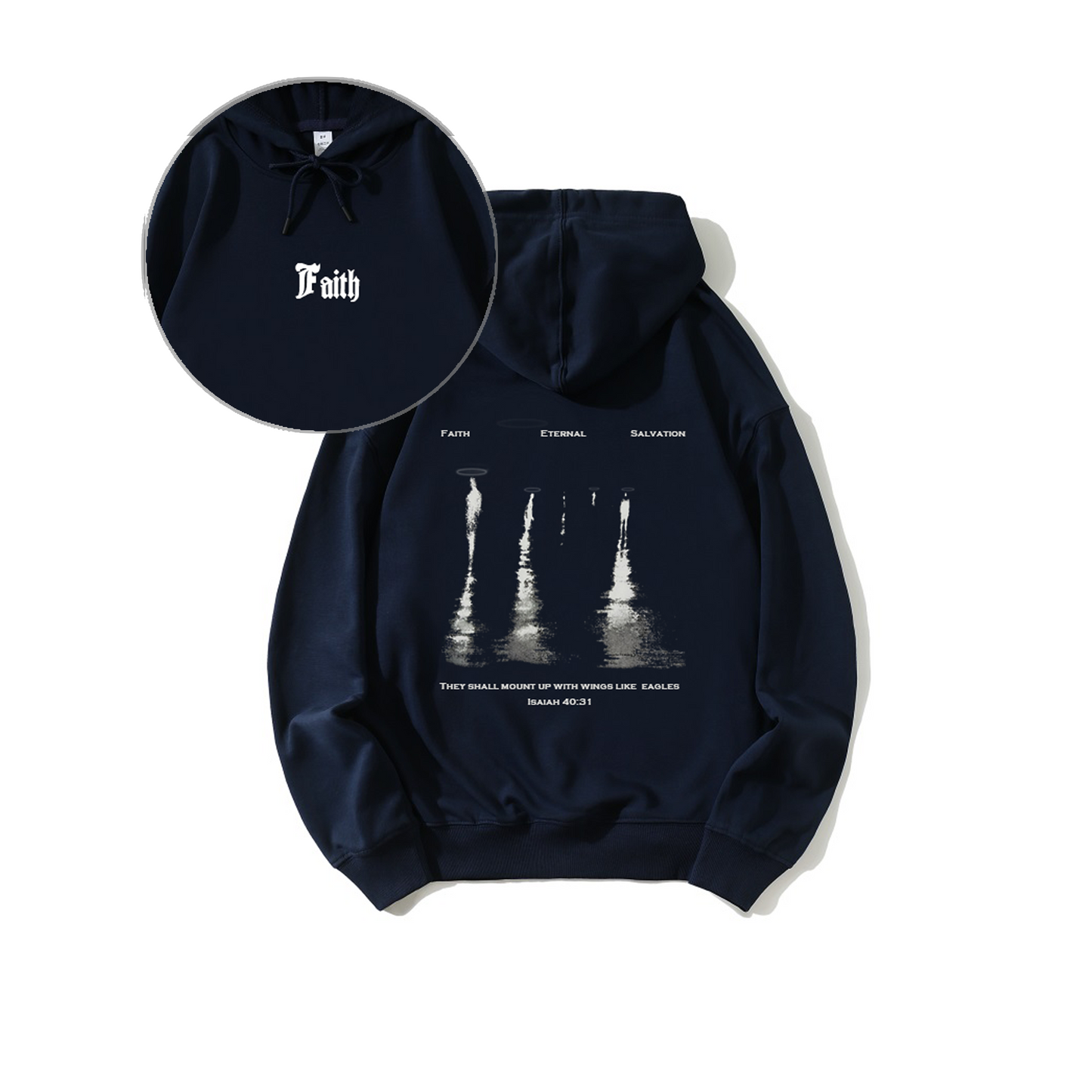 Christian Hoodie for Men & Women | Faith Eternal Salvation Graphic Pullover | Isaiah 40:31 Bible Verse Hoodie