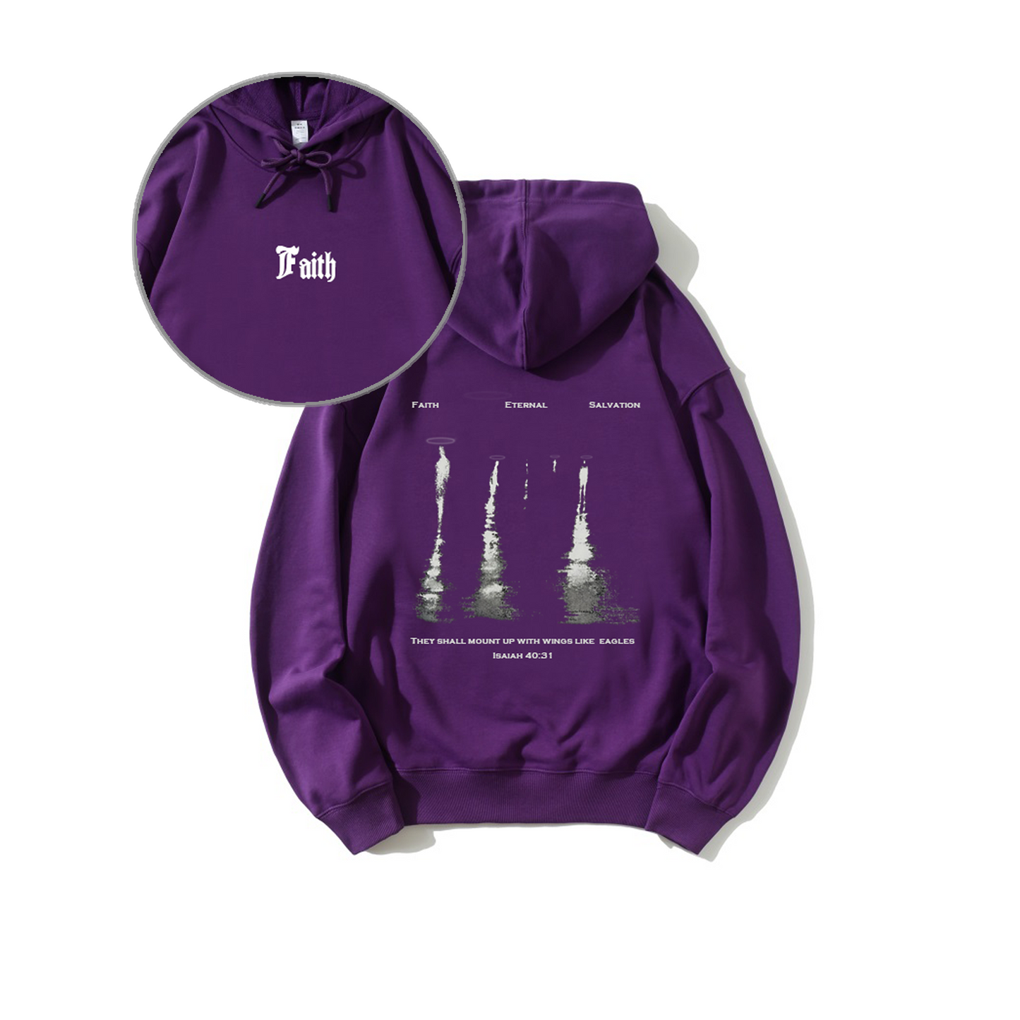 Christian Hoodie for Men & Women | Faith Eternal Salvation Graphic Pullover | Isaiah 40:31 Bible Verse Hoodie