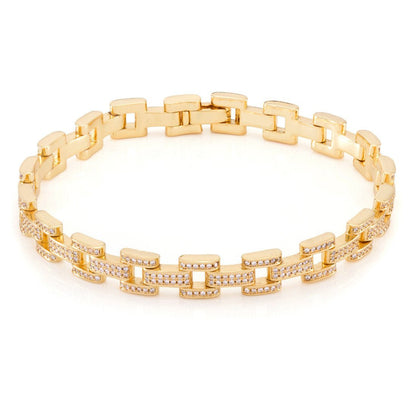Crowned Ice 8mm Rolo Link Bracelet