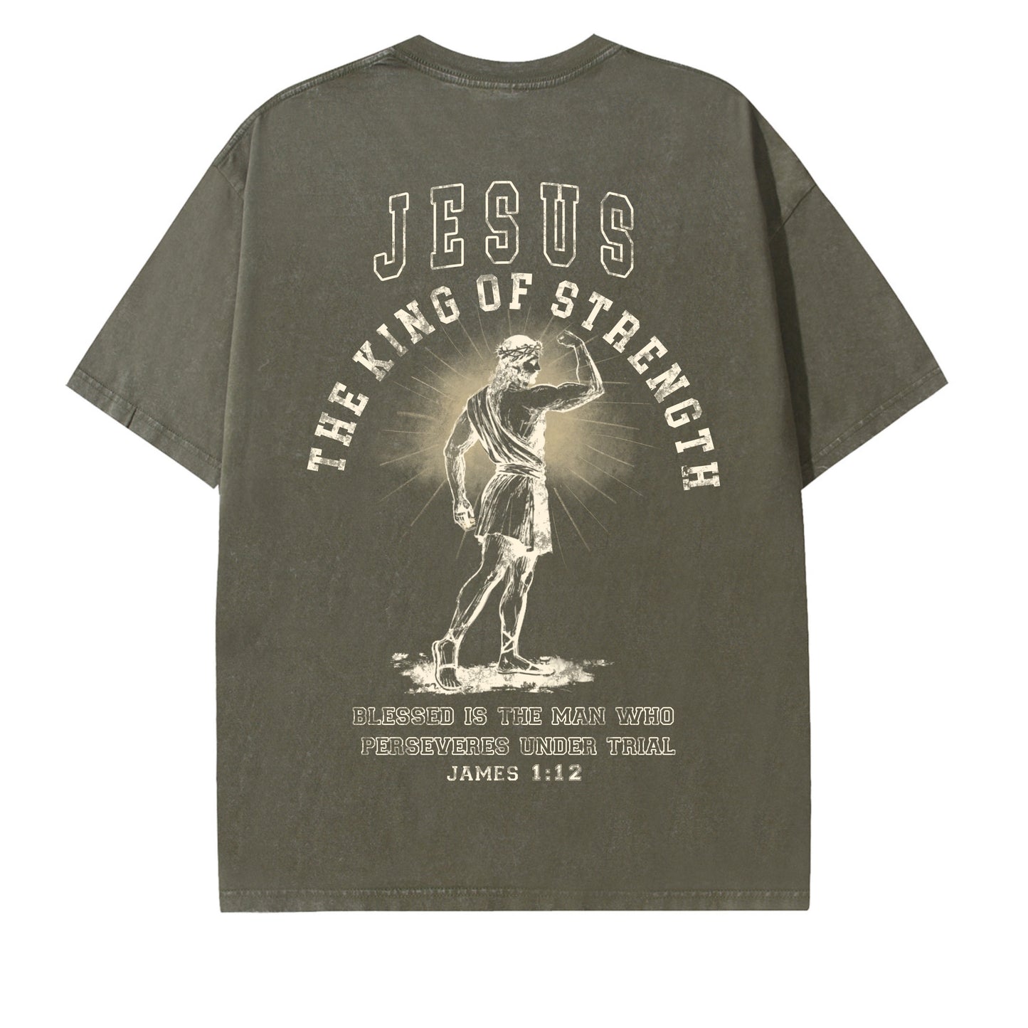 Christian Washed T-Shirt | Jesus The King of Strength