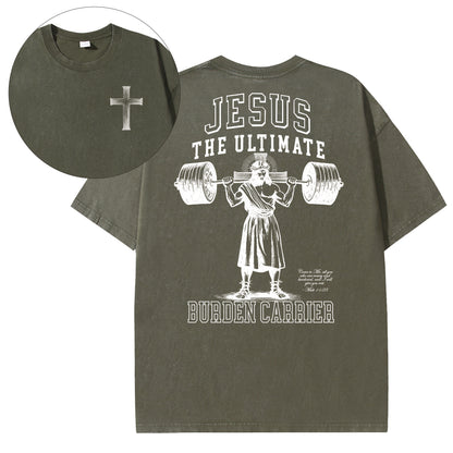 Christian Washed T-Shirt | Jesus The Ultimate Burden Carrier