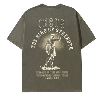Christian Washed T-Shirt | Jesus The King of Strength
