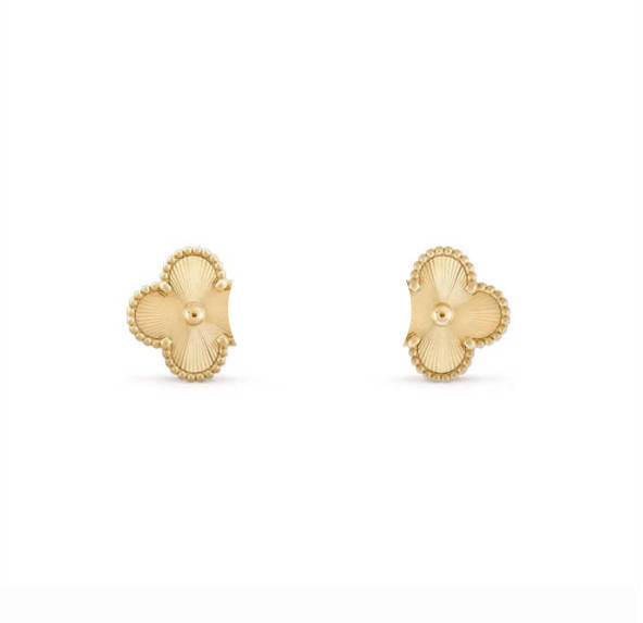 Clover Leaf Earstuds, 925 Silver, 18K Gold Plated, 1 Motifs