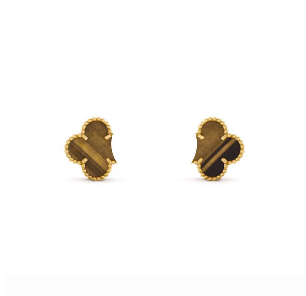 Clover Leaf Earstuds, 925 Silver, 18K Gold Plated, 1 Motifs