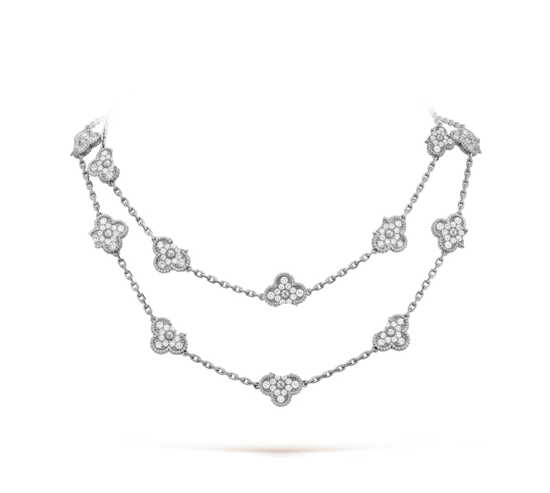 Zircon clover leaf necklace with 18K gold plating