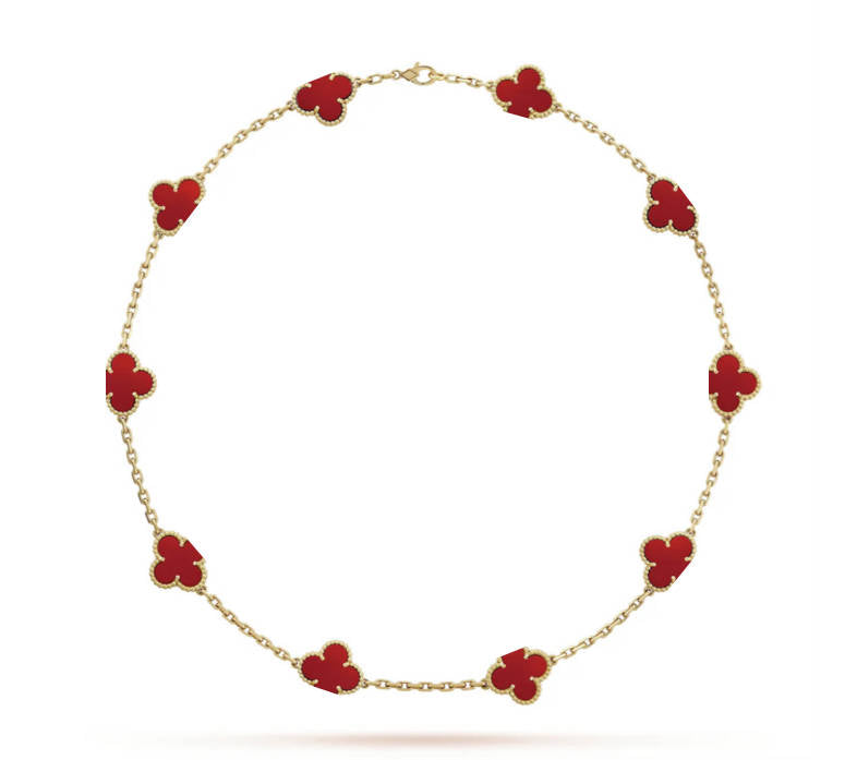 Clover Leaf Necklace, 925 Silver, 18K Gold Plated, 10 Motifs
