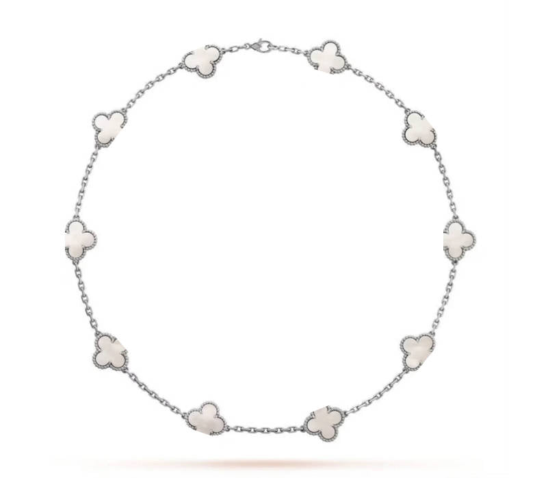 Clover Leaf Necklace, 925 Silver, 18K Gold Plated, 10 Motifs