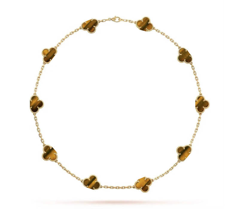 Clover Leaf Necklace, 925 Silver, 18K Gold Plated, 10 Motifs