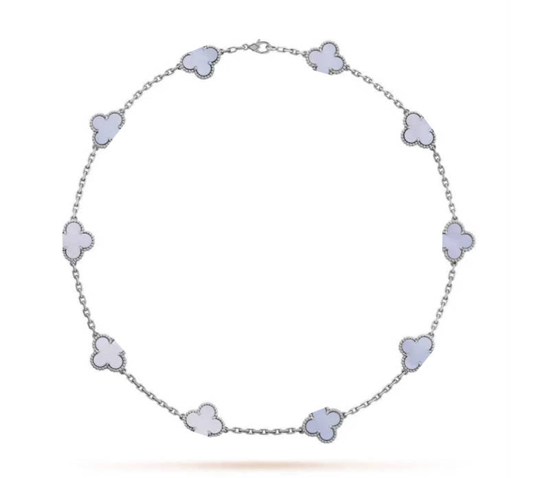 Clover Leaf Necklace, 925 Silver, 18K Gold Plated, 10 Motifs