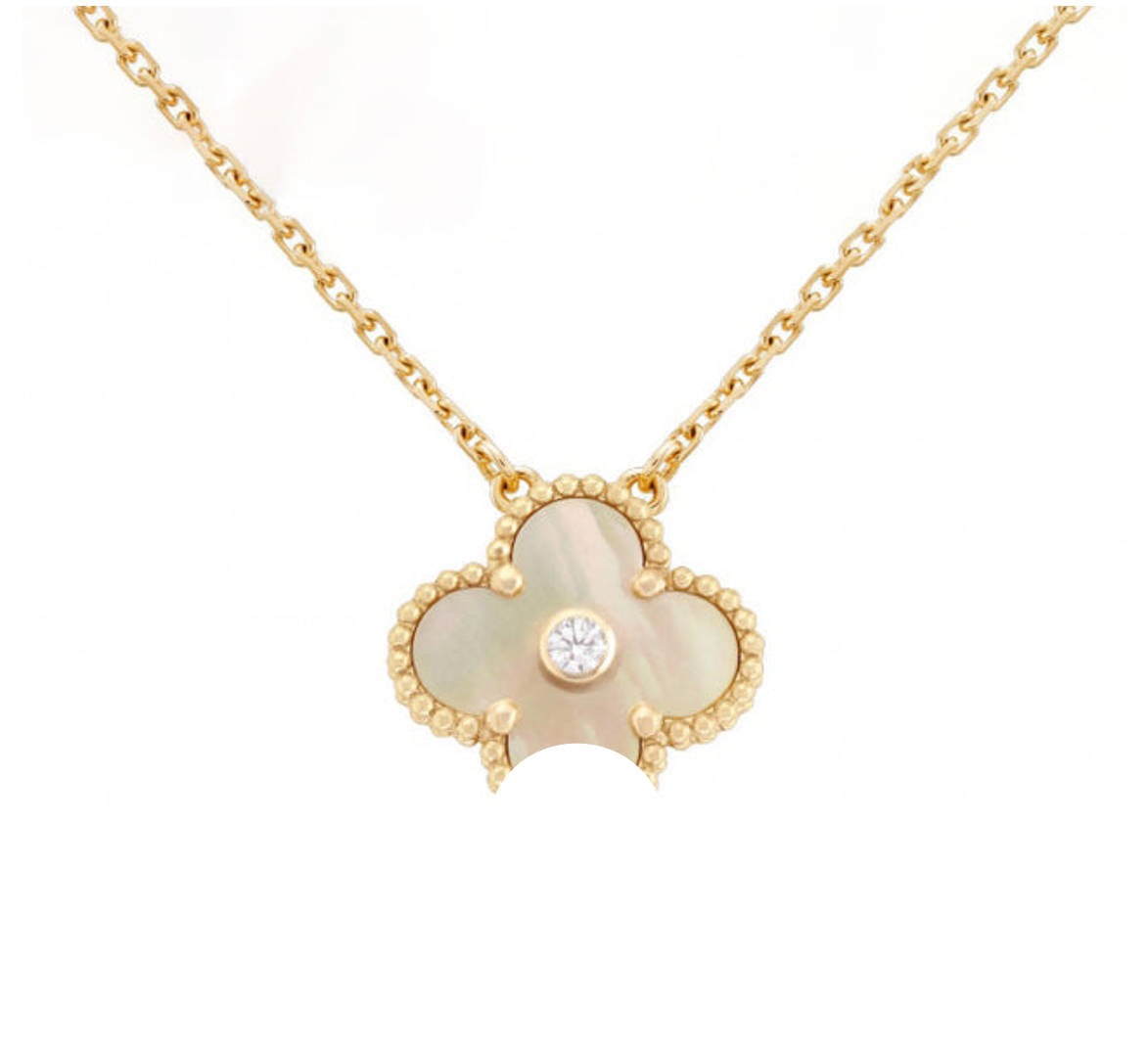 Clover Leaf Necklace, 925 Silver, 18K Gold Plated
