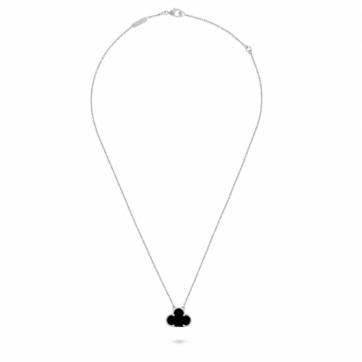 Black Onyx(White Gold) / 0.37inches clover leaf necklace with 18K gold plating