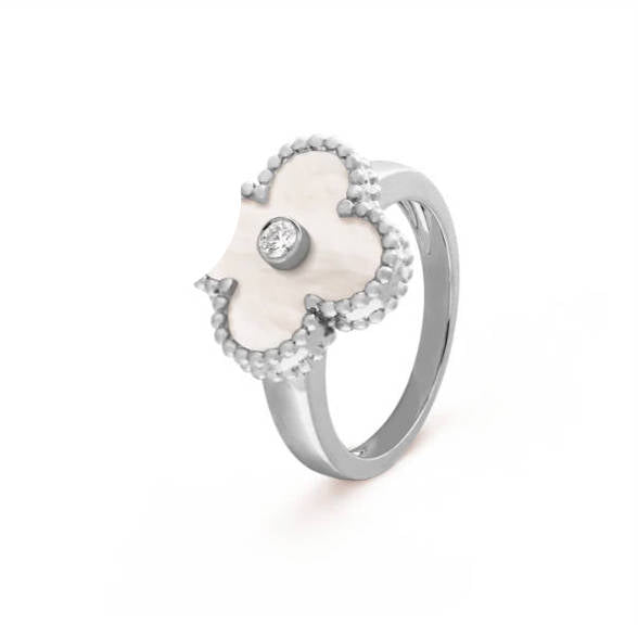 Clover Leaf Ring, 925 Silver, 18K Gold Plated