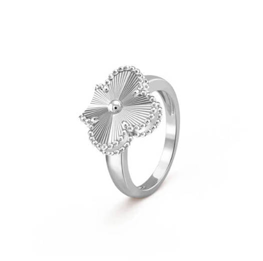 Clover Leaf Ring, 925 Silver, 18K Gold Plated