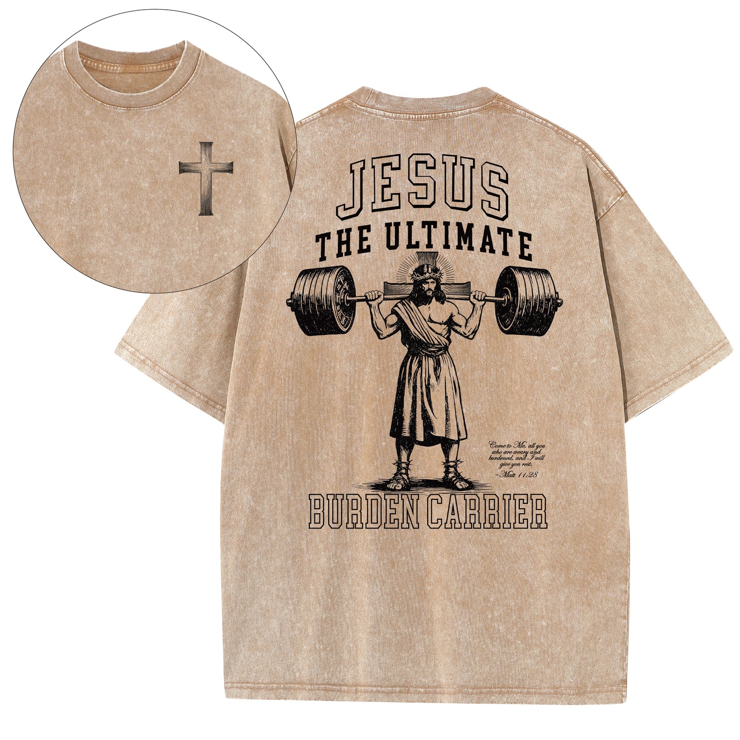 Christian Washed T-Shirt | Jesus The Ultimate Burden Carrier