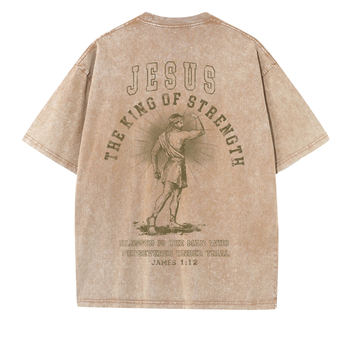 Christian Washed T-Shirt | Jesus The King of Strength