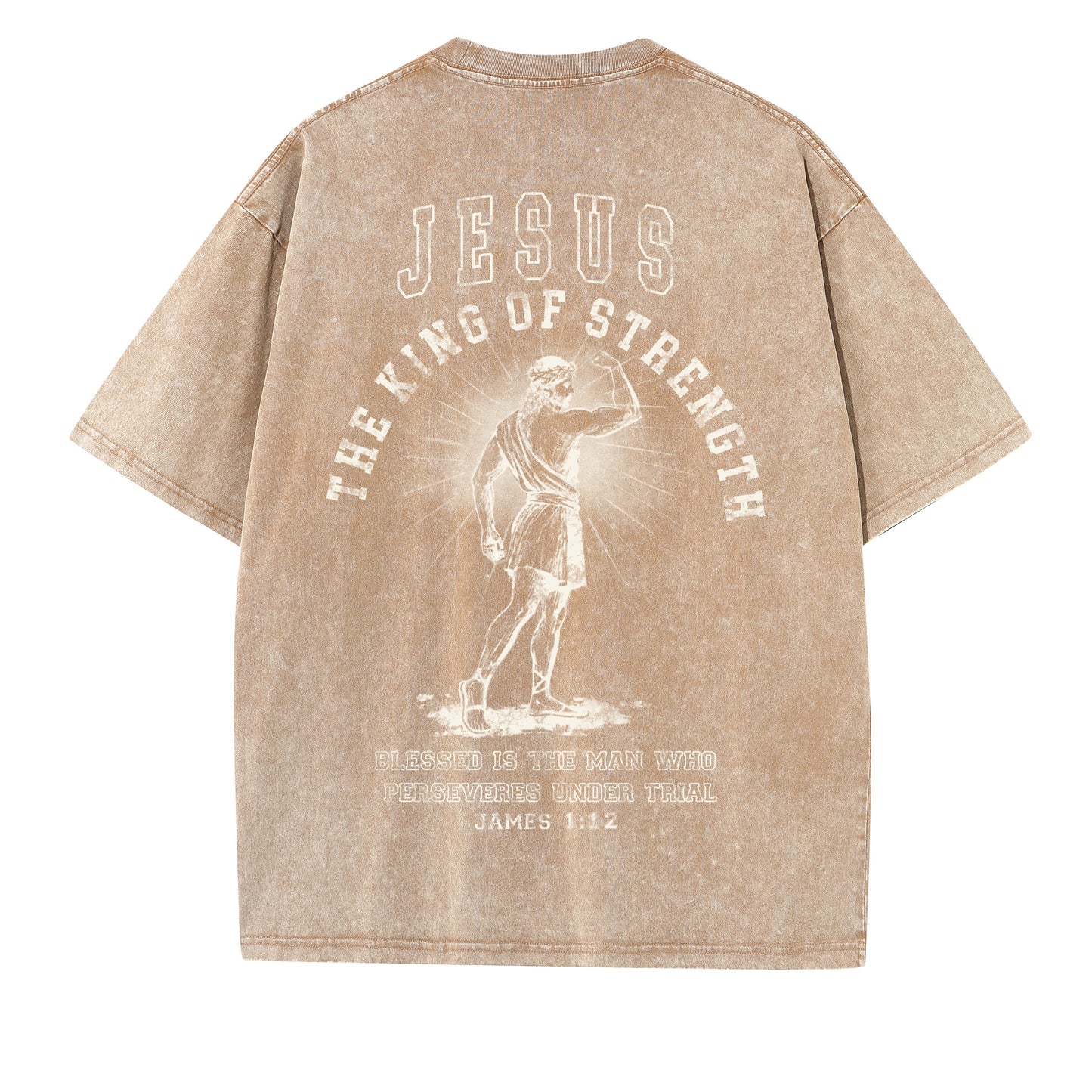 Christian Washed T-Shirt | Jesus The King of Strength